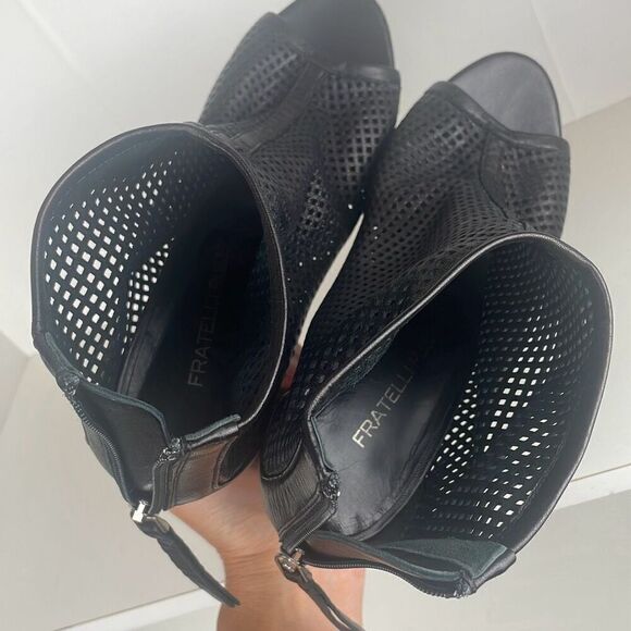 Unique Designer Perforated Leather Ankle Booties 37 - Picture 6 of 13